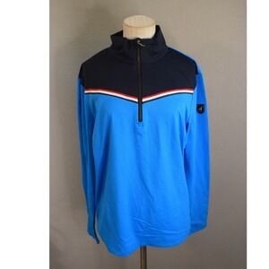 Toni Sailer 1/4 Zip Pullover Top US 42 52 Blue Black Ski Base Lightweight
